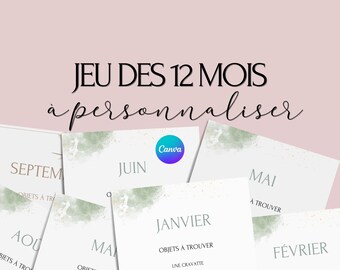Customizable 12 Months Game - Ideal Activity for a Wedding - French Wedding Games - Wedding Table Entertainment - Wedding Games
