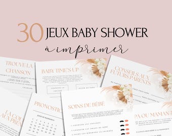 Jeux Baby Shower à imprimer - 30 Jeux Fête Prénatale - Pack Activités Baby Shower en français - Prédiction Bébé Français