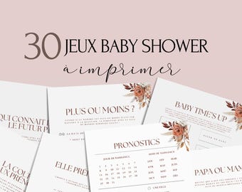 Jeux Baby Shower à imprimer - 30 Jeux Fête Prénatale - Pack Activités Baby Shower en français - Prédiction Bébé Français