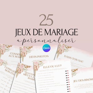 Jeux de mariage -  Activité mariage Français  - Cartes de Jeu Mariage à imprimer - Animations de table pour un mariage - Défis photos - EVJF