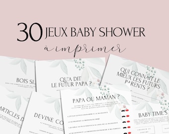 Jeux Baby Shower à imprimer - 30 Jeux Fête Prénatale - Pack Activités Baby Shower en français - Prédiction Bébé Français