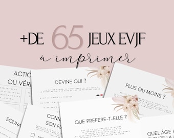 Jeux Evjf à imprimer - Pack de +65 Jeux Evjf imprimable - Gages pour Evjf - Activités Evjf - Animation Evjf en Français - Cartes EVJF