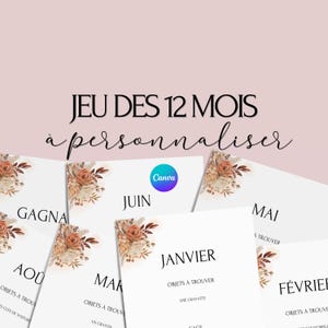 Anpassbares 12-Monats-Spiel - Ideale Aktivität für eine Hochzeit - Französische Hochzeitsspiele - Unterhaltung am Hochzeitstisch - Hochzeitsspiele