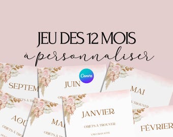 Customizable 12 Months Game - Ideal Activity for a Wedding - French Wedding Games - Wedding Table Entertainment - Wedding Games