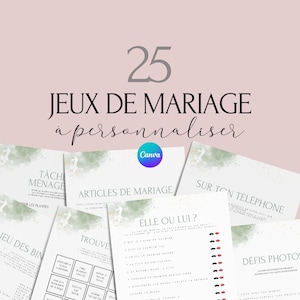 Jeux de mariage -  Activité mariage Français  - Cartes de Jeu Mariage à imprimer - Animations de table pour un mariage - Défis photos - EVJF