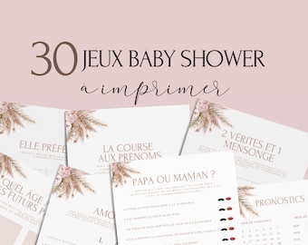 Jeux Baby Shower à imprimer - 30 Jeux Fête Prénatale - Pack Activités Baby Shower en français - Prédiction Bébé Français