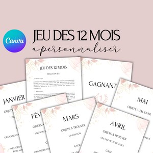 Juego personalizable de 12 meses: actividad ideal para bodas - Juegos de boda franceses - Entretenimiento de mesa para bodas - Juegos de boda