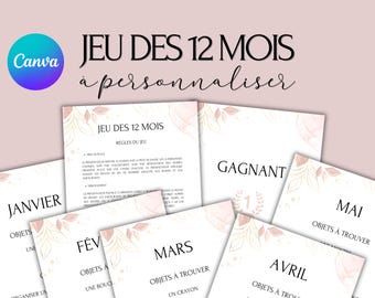 Customizable 12 Months Game - Ideal Activity for a Wedding - French Wedding Games - Wedding Table Entertainment - Wedding Games