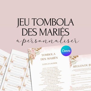 Hochzeitstombola-Spiel - Ideale Aktivität für eine Hochzeit - Hochzeitslotterie - Französische Hochzeitsspiele - Hochzeitstombola-Geschenkidee - EVJF