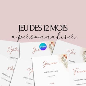 Jeu des 12 mois personnalisable - Activité idéale pour un mariage - Jeux mariage Français -  Animations de table mariage - Jeux de mariage