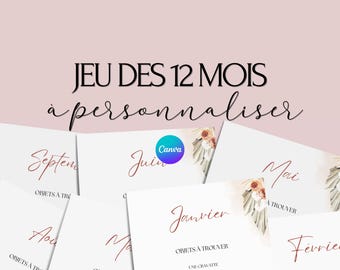 Customizable 12 Months Game - Ideal Activity for a Wedding - French Wedding Games - Wedding Table Entertainment - Wedding Games