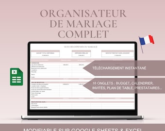 French Wedding Planner - Excel Wedding Planner - Wedding planner - Digital wedding planner