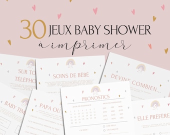 Jeux Baby Shower à imprimer - 30 Jeux Fête Prénatale - Pack Activités Baby Shower en français - Prédiction Bébé Français