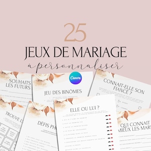 Jeux de mariage -  Activité mariage Français  - Cartes de Jeu Mariage à imprimer - Animations de table pour un mariage - Défis photos - EVJF