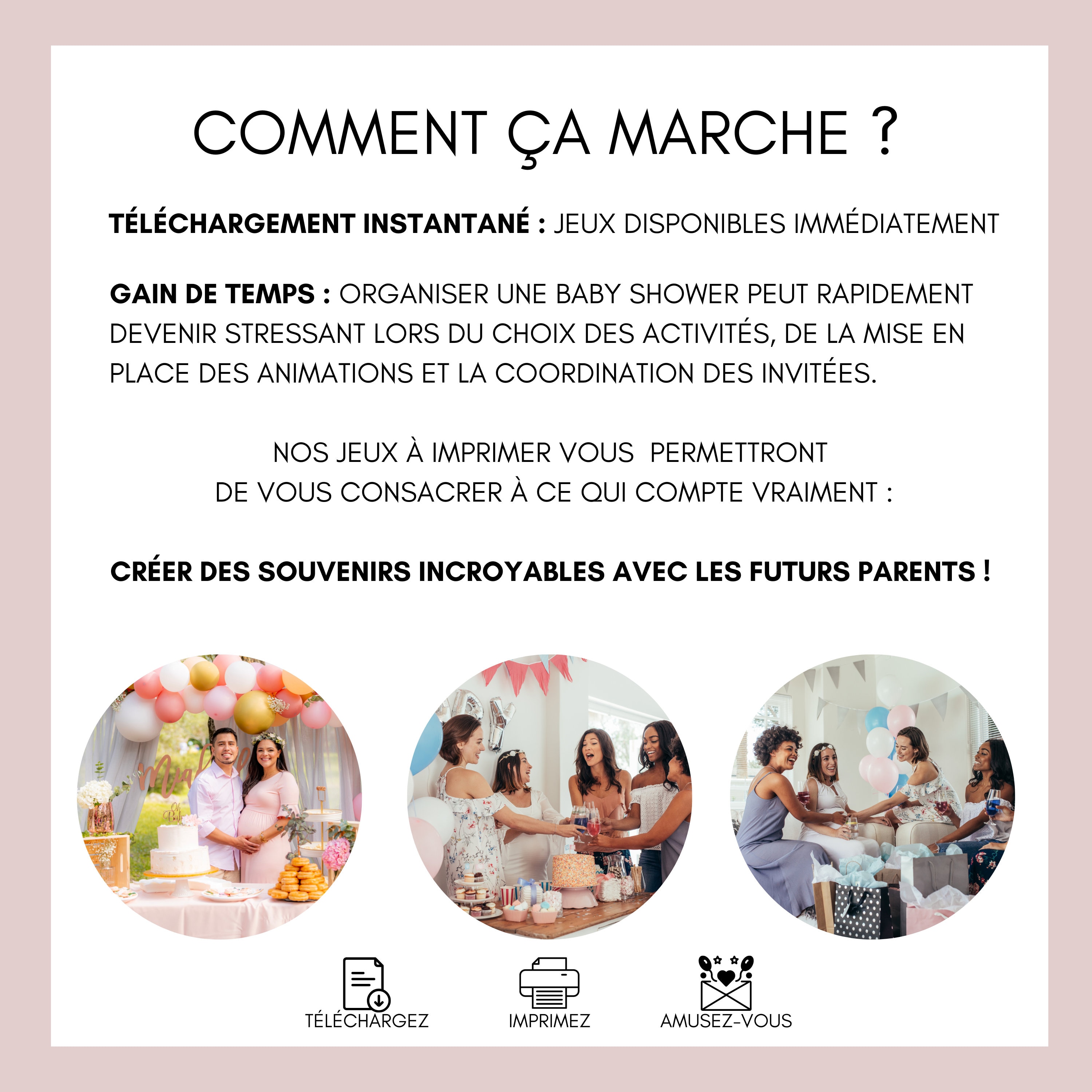 Cartes Jeu Baby Shower Céparty X25 - Gender Reveal - Prédictions Naissance - Design Or