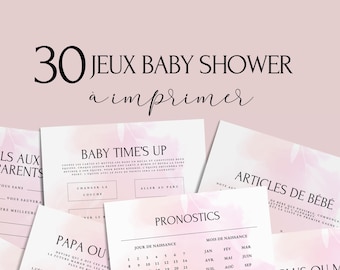 Jeux Baby Shower à imprimer - 30 Jeux Fête Prénatale - Pack Activités Baby Shower en français - Prédiction Bébé Français