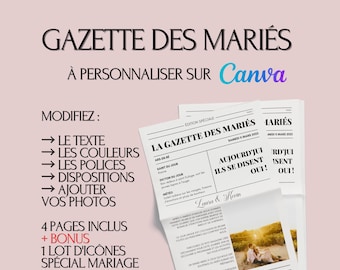 Modèle Gazette des mariés à faire soi-même - Faire part mariage - Journal mariage