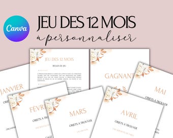 Customizable 12 Months Game - Ideal Activity for a Wedding - French Wedding Games - Wedding Table Entertainment - Wedding Games