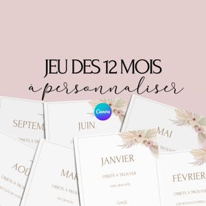 Juego personalizable de 12 meses: actividad ideal para bodas - Juegos de boda franceses - Entretenimiento de mesa para bodas - Juegos de boda