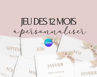 Customizable 12 Months Game - Ideal Activity for a Wedding - French Wedding Games - Wedding Table Entertainment - Wedding Games