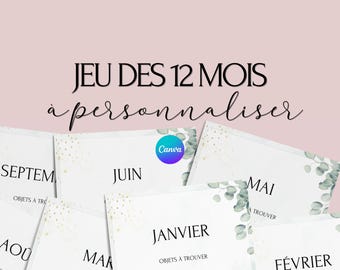 Customizable 12 Months Game - Ideal Activity for a Wedding - French Wedding Games - Wedding Table Entertainment - Wedding Games