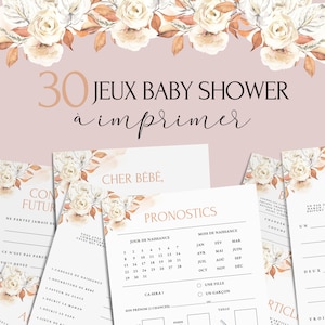 Jeux Baby Shower à imprimer - 30 Jeux Fête Prénatale - Pack Activités Baby Shower en français - Prédiction Bébé Français