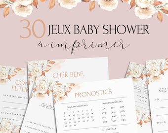 Jeux Baby Shower à imprimer - 30 Jeux Fête Prénatale - Pack Activités Baby Shower en français - Prédiction Bébé Français