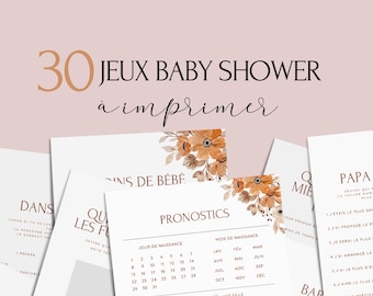 Jeux Baby Shower à imprimer - 30 Jeux Fête Prénatale - Pack Activités Baby Shower en français - Prédiction Bébé Français