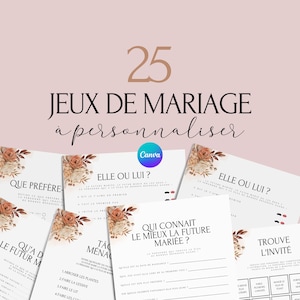 Jeux de mariage -  Activité mariage Français  - Cartes de Jeu Mariage à imprimer - Animations de table pour un mariage - Défis photos - EVJF