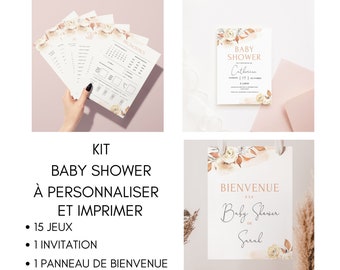 Kit Jeux Baby Shower à imprimer - Activités Baby Shower en français à télécharger - Carte de jeux Fête Prénatale - Prédiction Bébé Français