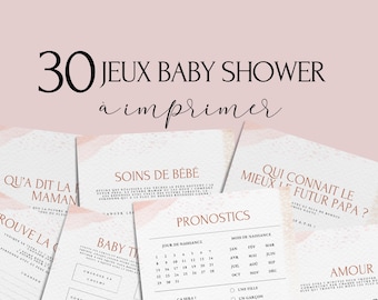 Jeux Baby Shower à imprimer - 30 Jeux Fête Prénatale - Pack Activités Baby Shower en français - Prédiction Bébé Français