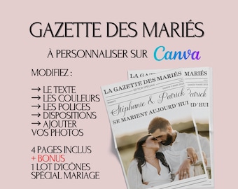 Modèle Gazette des mariés à faire soi-même - Faire part mariage - Journal mariage
