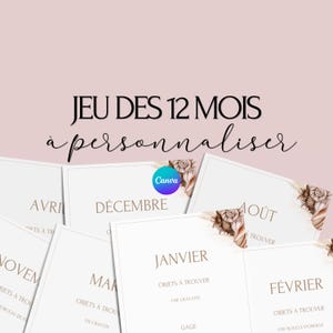 Jeu des 12 mois personnalisable - Activité idéale pour un mariage - Jeux mariage Français -  Animations de table mariage - Jeux de mariage