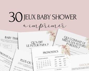 Jeux Baby Shower à imprimer - 30 Jeux Fête Prénatale - Pack Activités Baby Shower en français - Prédiction Bébé Français