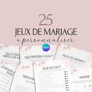 Jeux de mariage -  Activité mariage Français  - Cartes de Jeu Mariage à imprimer - Animations de table pour un mariage - Défis photos - EVJF