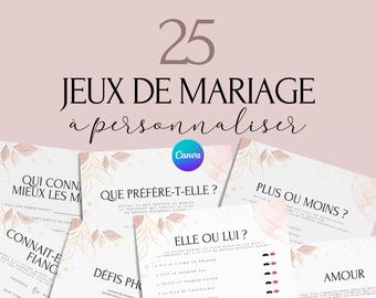 Jeux de mariage -  Activité mariage Français  - Cartes de Jeu Mariage à imprimer - Animations de table pour un mariage - Défis photos - EVJF
