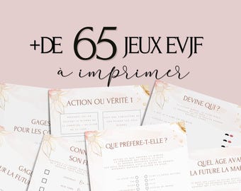 Jeux Evjf à imprimer - Pack de +65 Jeux Evjf imprimable - Gages pour Evjf - Activités Evjf - Animation Evjf en Français - Cartes EVJF