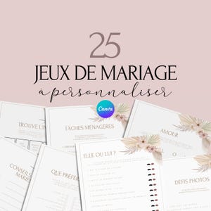 Jeux de mariage -  Activité mariage Français  - Cartes de Jeu Mariage à imprimer - Animations de table pour un mariage - Défis photos - EVJF