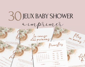 Jeux Baby Shower à imprimer - 30 Jeux Fête Prénatale - Pack Activités Baby Shower en français - Prédiction Bébé Français
