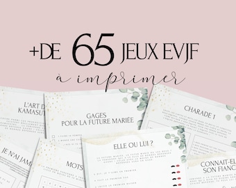 Jeux Evjf à imprimer - Pack de +65 Jeux Evjf imprimable - Gages pour Evjf - Activités Evjf - Animation Evjf en Français - Cartes EVJF