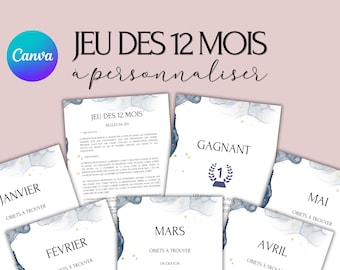 Customizable 12 Months Game - Ideal Activity for a Wedding - French Wedding Games - Wedding Table Entertainment - Wedding Games