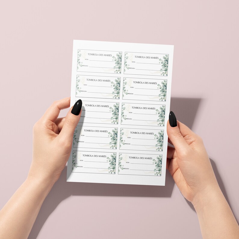 Wedding Raffle Paper Eucalyptus Theme Wedding Raffle Game - Ideal Activity for a Wedding ...