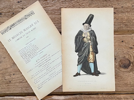 Moliere Print: Hand-colored Engraving, French Comedy Character - Etsy