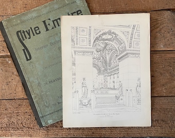 Antique Louvre Palace Engraving: French Empire Architecture Print