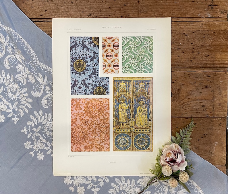 1925 Romanico Gothico Fabric Print: Ornamental Architecture Gallery ...