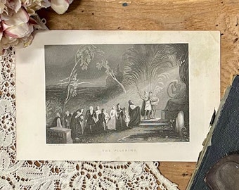 Pilgrim's Progress Engraving: 1875 John Bunyan Literary Print