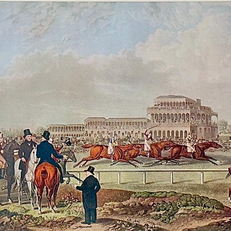 Antique English Horse Racing Print, Newton Races, Equestrian Sporting ...
