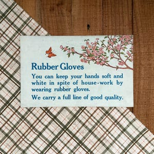 Rubber Gloves Sign! General Store Advertising Display Sign! Cleaning Supply! Vintage Retail Apothecary Signage! Merchandising Wall Hanging!