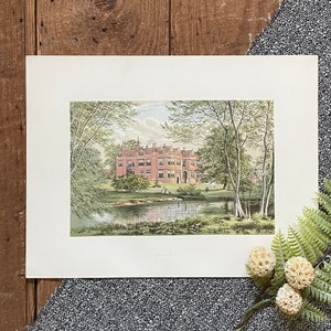 Antique Chromolithograph: Franks in Kent, England - Pastoral English Estate Print