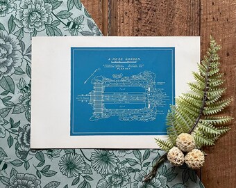 1916 Rose Garden Blueprint: Vintage Landscape Architecture Print